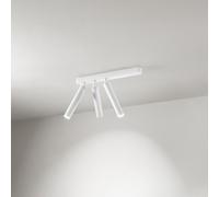Aplique de pared LED cilíndrico de 3 luces, ajustable, color blanco, marca Perenz, con estructura de bambú