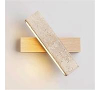 Aplique De Pared Led Cuadrado De Travertino con Rotación De 180°, De Piedra Natural, para Interiores, Luz Cálida De 3000 K, Moderno Aplique De Madera para Baño, Dormitori, Walnut Color