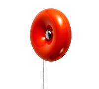 Aplique de pared LED de color naranja, con forma de rosquilla, fabricado en vidrio, diámetro de 30 cm, 12 W, temperatura de color ajustable: 3000 K / 4000 K / 6000 K, con cable, enchufe e interruptor