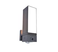 Aplique de pared led exterior con detector de movimiento cuba camera lutec gris de aluminio color luz cambiante cct 2700-6500k intensidad regulable ip44 1000 lm