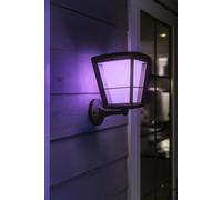 Aplique de pared led exterior inalámbrico econic philips hue gris de aluminio color luz cambiante cct 2700-6500k intensidad regulable ip44 1200 lm