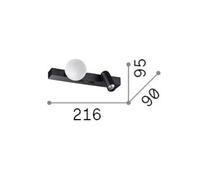 Aplique de pared LED IDEAL LUX Binomio, blanco, ancho 22 cm, metal, 2 luces