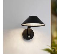 Aplique de pared LED Lindby Capelo, negro, metal, sensor, Ø20 cm