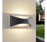 Aplique de pared LED Lindby Mathea, 30 cm, antracita, aluminio, IP65