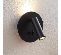 Aplique de pared LED Magya, negro, 2 luces, redondo, de Lucande