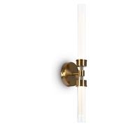 Aplique de pared LED Maytoni Stelo, lámpara de pared de 2x 7W, color latón, luz blanca cálida