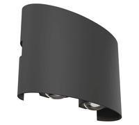 Aplique de pared LED, para exteriores, color gris, metal, grado de protección IP54
