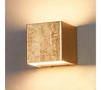 Aplique de pared LED Quentin de Lindby, 9 cm de ancho, color dorado, metal