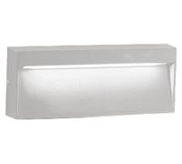 Aplique de pared LED rectangular, de diseño minimalista, fabricado en aluminio mate blanco, con una potencia de 8,5 W, grado de protección IP54, temperatura de color de 3000 K y un flujo luminoso de 7