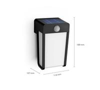 Aplique de pared LED solar de Philips, negro/ópalo, sensor