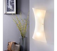 Aplique de pared Lindby Ebba, altura 39 cm, alabastro blanco, cristal