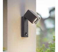 Aplique de pared Lindby Othil, con sensor, antracita, metal, IP44