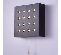 Aplique de Pared Moderno de Estilo Nórdico Cuadrado para Dormitorio | Lámpara LED Japonesa con Interruptor de Cordón para Sala de Estar Escalera Porche Y Vestíbulo (Negro Color Oscuro)