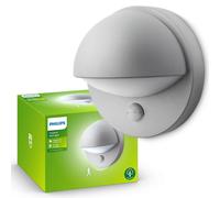 Philips myGarden - Luminaria LED de pared para exteriores, diámetro 20 cm, E27, con sensor, gris 915002145905