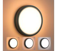 Aplique de Pared, Plafón Techo, Exterior, 18W, 1800Lm, IP65 Impermeable, Lampara Circular Moderna, Luz Seleccionable 3000K 4000K 6000K, ideal para jadin, terraza, porche, garaje o patio (1, LUND)