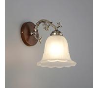 Aplique de Pared Vintage Americano de Maderaiza, Metal con Acabado Bronce Antiguo Y Pantalla de Cristal Esmerilado en Forma de Campana, Portalámparas Individual E27 con Cableado Fijo, Lámpara Decorati