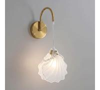 Aplique de Pared Vintage de Cristal Perlado, Lámpara de Pared de Metal Dorado, Lámpara Colgante Estilo Crema Francés con Cable Ajustable, Iluminación de Tocador con Acabado de Latón Antiguo para Dormi