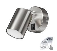 Aplique de pared WAIKA interruptor cromo mate + lámpara LED blanco regulación