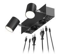 Aplique de pared WAIKA Interruptor de 2 luces negro 2 tomas USB-C USB-A 2x GU10