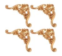Aplique Decorativo de Esquina para Muebles Resina Dorada, 4 Piezas | Estilo Europeo Vintage Clásico, Acabado Floral Intrincado, para Marcos y Muebles, Pintable o Teñible
