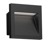 ledscom.de Aplique empotrable LED NOLA, downlight para exteriores, IP54, negro mate, 90 x 90mm, blanco cálido