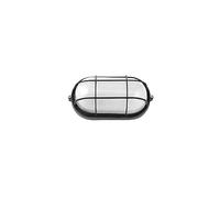 Fabrilamp Aplique exterior Abrila Apus oval aluminio y cristal IP44 1xE27 negro pequeño