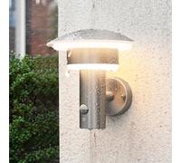 Aplique LED de exterior con sensor - NBHanyan, IP54, acero inoxidable, 9W, luz blanca cálida 3000K