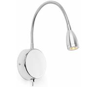 Aplique LED lector articulado cromo 3W 3000K, ideal para lectura y brindar iluminación focalizada en espacios reducidos.