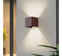 Aplique LED para exterior Lindby Smart Dara, color óxido, forma angular, CCT