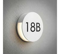 Aplique LED para exterior Lucande Advero, gris claro, con número de casa, CCT