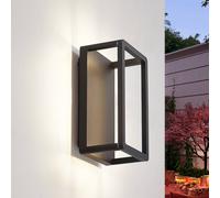 Aplique LED para exterior Lucande Thorvid, altura 26 cm, negro