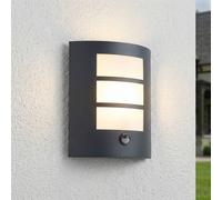 Lindby aplique de pared exterior en negro, con detector movimiento, | luz de exterior ip44 protección contra salpicaduras, e27, moderno