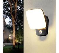 Aplique Pared con Sensor de Movimiento, 360° Rotación Apliques Pared Interior Impermeable IP65 Lámpara Pared Exterior - 3000K LED Luz Exterior Focos LED Exterior para Entrada Terraza Pasillo (Negro)