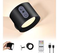 Aplique pared Interior con Mandos 1 UD, Candeeiro de Parede LED sem Conexão de Alimentação, Batería 2000mAh, 360° Giratorio, Control táctil de modos de color y brillo, Lámpara de Salón Dormitorio