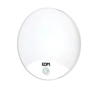 EDM Aplique redondo exterior LED 15W 1250lm 6400K IP54 Ø25x4,9mm con sensor de movimiento