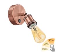 Aplique RETRA interruptor bronce mate redondo + lámpara LED 814lm blanco
