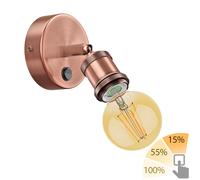 Aplique RETRA interruptor bronce mate redondo + lámpara LED 818lm regulación