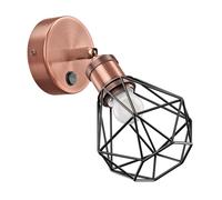 Aplique RETRA interruptor bronce mate redondo; pantalla jaula + lámpara LED
