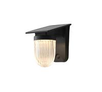 Aplique Solar de Pared para Exteriores, Resistente Alua Ip65, Lámpara de Pared Negra de Abs+Pc con Pantalla de Vidrio Acanalado, Batería Recargable, Luminaria Led con 3 Modos de Color para Jardín, Por