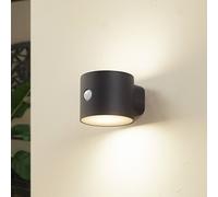 Aplique solar LED Lindby Amren, negro, ABS, sensor