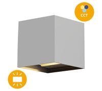Aplique sordo ip65 2x3w led cct 3000/4000/6500k l.10xan.10xal.10cm gri
