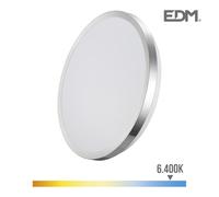 Aplique super led de superficie 18w 1820lm 6500k Ø33x5,9cm marco crom