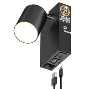 Aplique WAIKA 1 luz negro USB-C USB-A incl. lámpara LED GU10