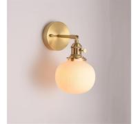 Apliques de Pared Vintage latón Dorado for baño, Apliques cerámica, Blanca, con Forma Globo for Dormitorio, Sala Estar, Pasillo, casa Campo