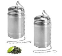 APOMOONS 2 colador de té para té a granel, infusionador de acero inoxidable con tapa y cadena, Filtros para té a granel, bola de té reutilizable, infusor de té para tazas (4 x 7,5 cm)