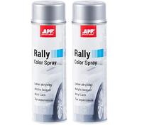 APP Rally Color Spray - Pintura Acrilica en Spray | Pintura Spray Gris Plata para Metal, Plastico, Madera, Coche | Barniz Acrilico en Aerosol | Gris Plata Brillante | 500 ml (Paquete de 2)