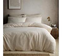 Appletree Fossil - Juego de Funda de edredón Jacquard tamaño Super King 260 x 220 cm - Ropa de Cama Jacquard Texturizada en Color Natural, Incluye 2 Fundas de Almohada