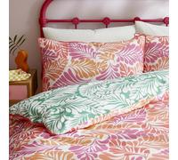 Appletree - Funda de edredón con diseño de Hojas Tropicales Rosas, tamaño Individual (140 x 200 cm), 100% algodón, Reversible, 2 Colores, 1 Funda de Almohada, Juego de Funda de edredón Verde Selva,