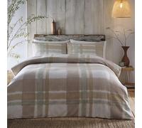 Appletree - Funda de edredón de Franela Natural y Verde Salvia, tamaño Doble (200 x 200 cm), 100% algodón Cepillado súper Suave, Ropa de Cama de tartán marrón Claro y Verde, Juego de Cama a Cuadros