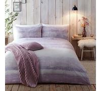 Appletree Hygge Anson Stripe - Juego de Funda nórdica para Cama Individual (100% algodón Cepillado), Color Malva